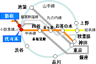 マンスリーマンションを東京（新宿・渋谷）で格安提供：交通図